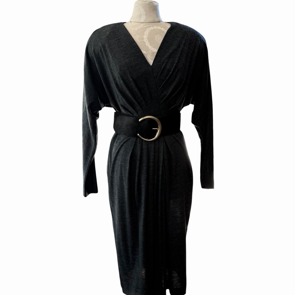 Vintage Kay Unger St. Gillian 8 Gray Belted Tradwife Classic Office Core USA 80s
